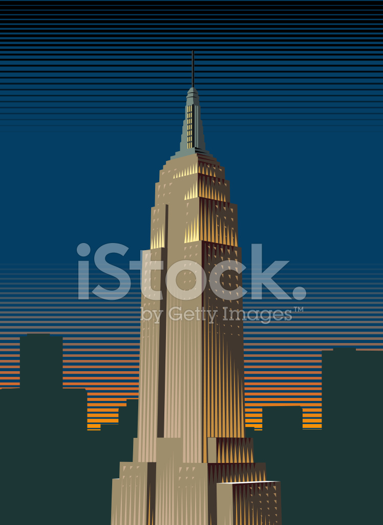748x1024 Empire State Building At Night Stock Vector