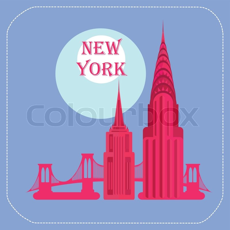 800x800 New York Empire State Building Chrysler Building Icon Flat Stock