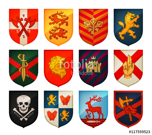 500x445 Collection Of Medieval Shields And Coat Arms. Kingdom, Empire