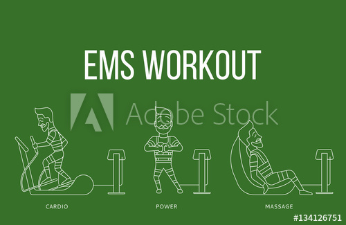 500x325 Ems Workout Stages. Electric Muscular Stimulating Fitness Vector