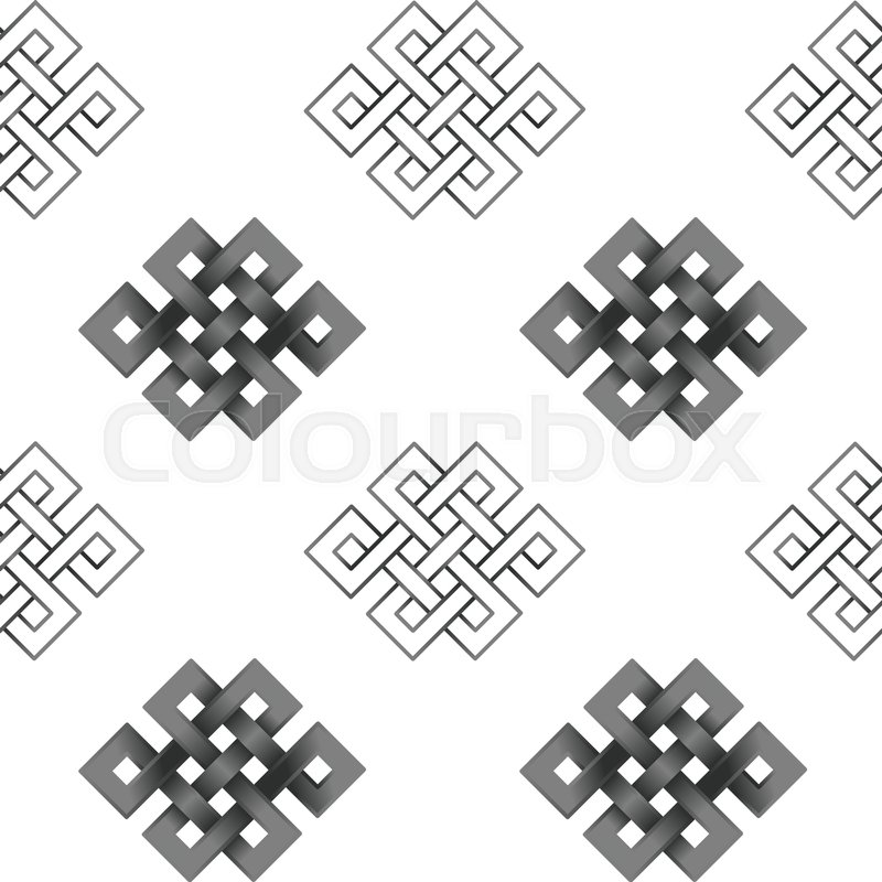 800x800 Seamless Pattern With Silver Endless Knot On White Background