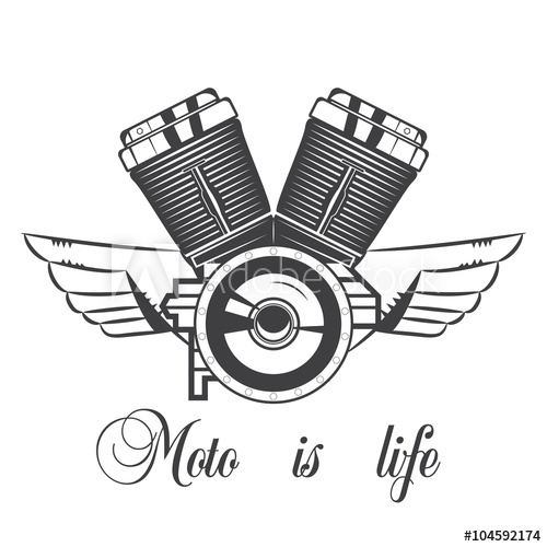500x500 Illustration Of Motorcycle Engine. Vector. Moto Is Life