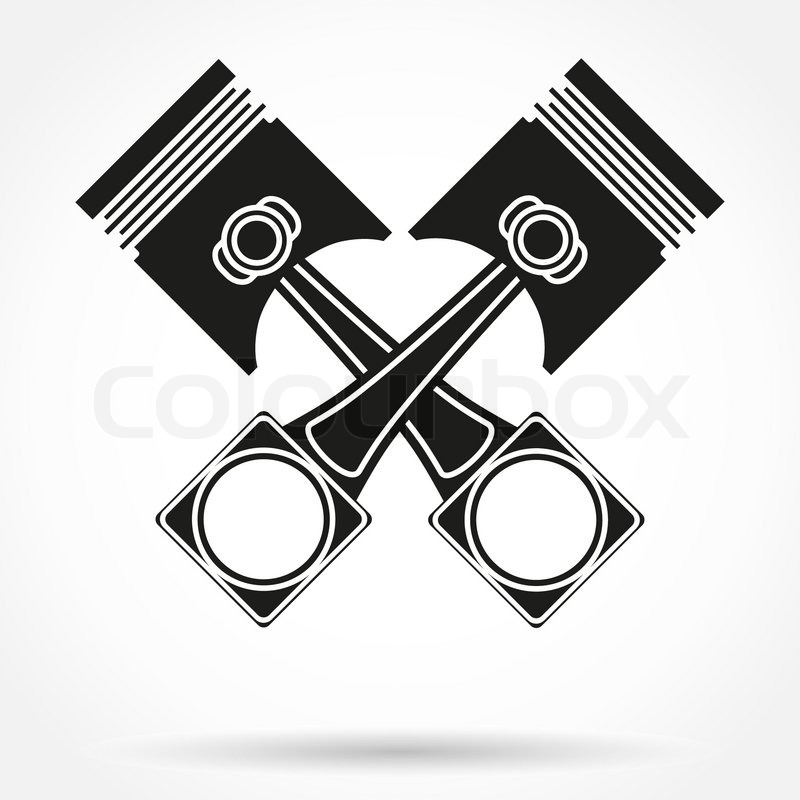 800x800 Silhouette Symbol Of Car Engine Pistons. Vector Illustration
