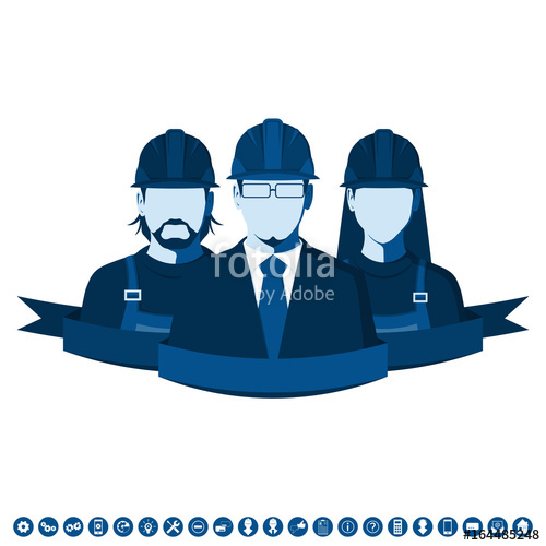 500x500 Engineering Team. Flat Avatars Of Technical Service Employees