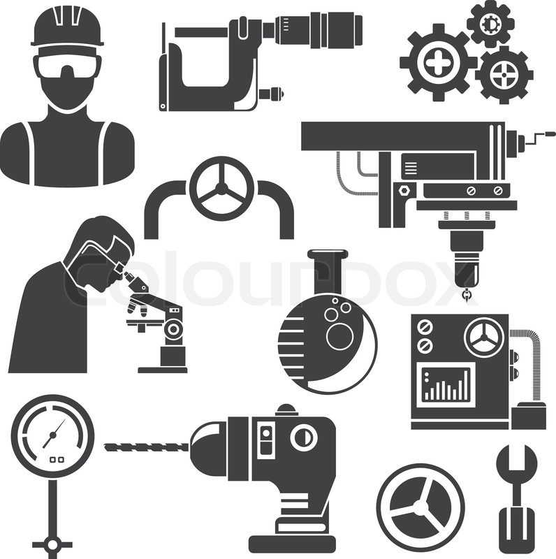 796x800 Mechanical Engineering And Tools Set Stock Vector Colourbox