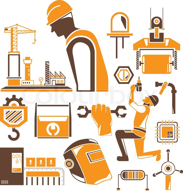 764x800 Construction, Industrial Engineering Set Stock Vector Colourbox