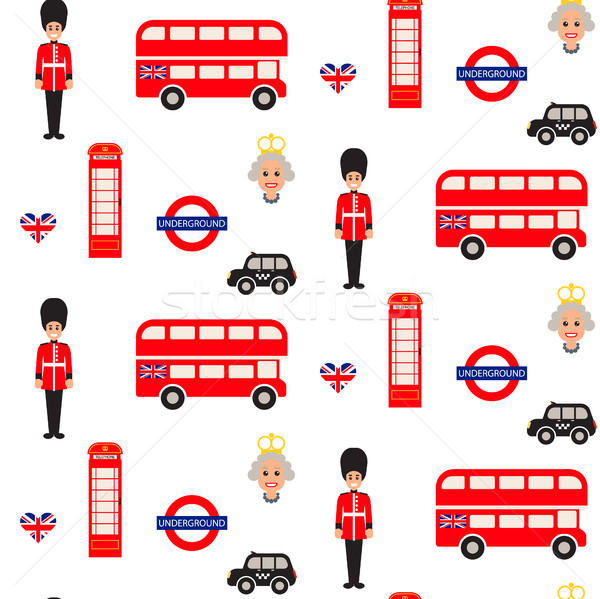 600x599 England Symbols Vector Seamless Pattern. Vector Illustration