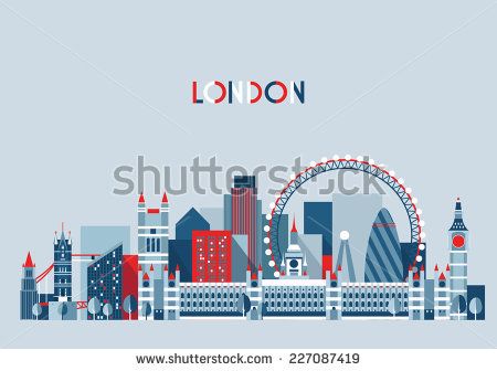 450x336 London (England) City Skyline Vector Background. Flat Trendy