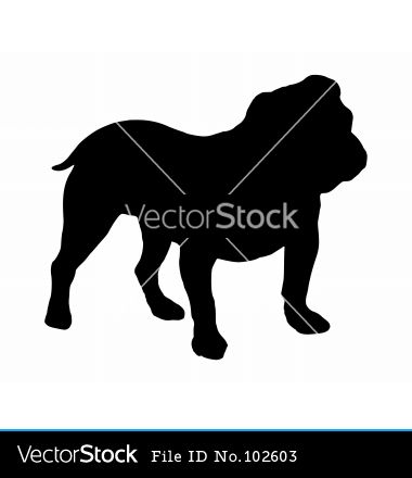 380x440 Silhouette Of An English Bulldog Vector Art