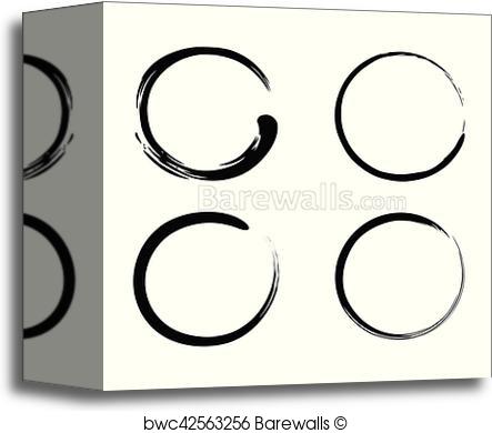443x390 Canvas Print Of Enso Zen Brush Strokes Black Ink Vector Set
