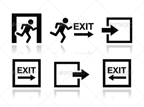 590x440 Emergency Exit Icons Vector Set By Redkoala Graphicriver