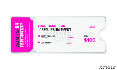 500x300 Music, Dance, Live Concert Entrance Vector Tickets Templates