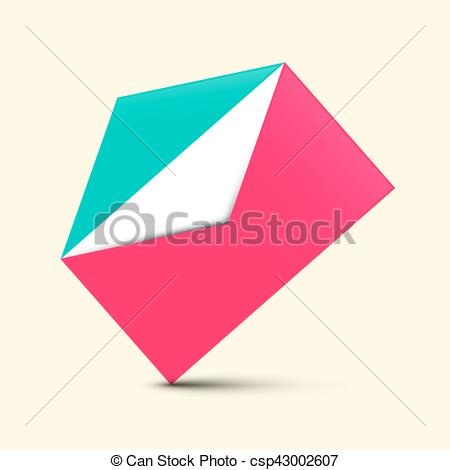 450x470 Empty Open Envelope Icon. Vector Retro Illustration.
