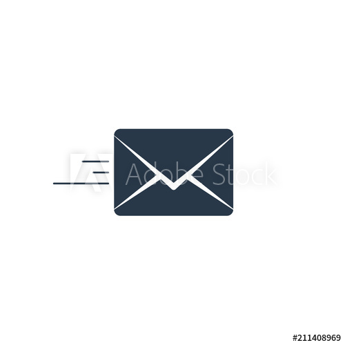500x500 Envelope Icon, Vector Isolated Flat Flying Mail Symbol Isolated On