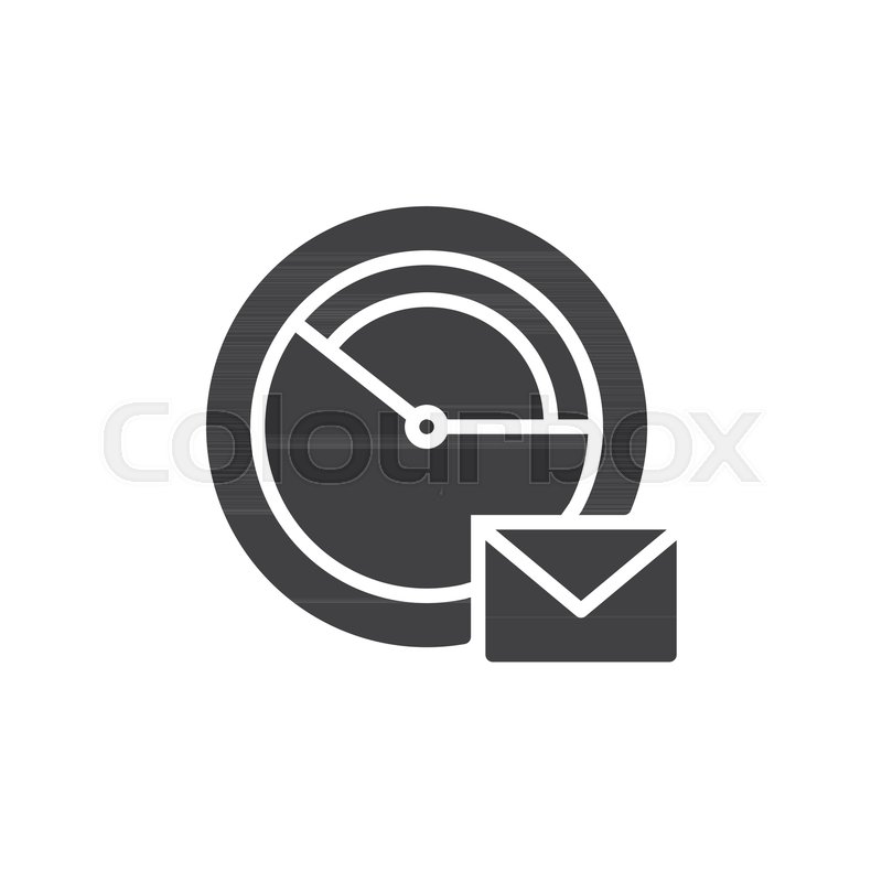 800x800 Clock And Envelope Icon Vector, Filled Flat Sign, Solid Pictogram