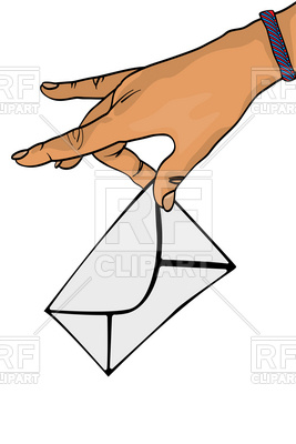 267x400 Postman Hand With Mail Envelope Vector Image Vector Artwork Of