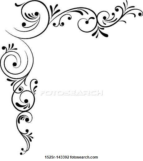 461x520 Element For Design, Corner Flower, Vector Clip Art Silhouette