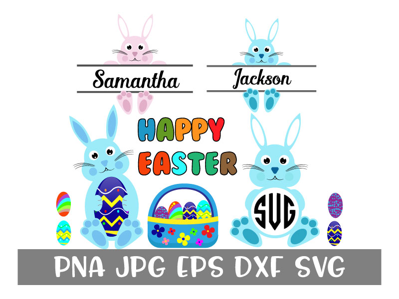 800x600 Easter Bundle Bunny Svg, Easter Monogram Svg Vectors Svg Dxf Png