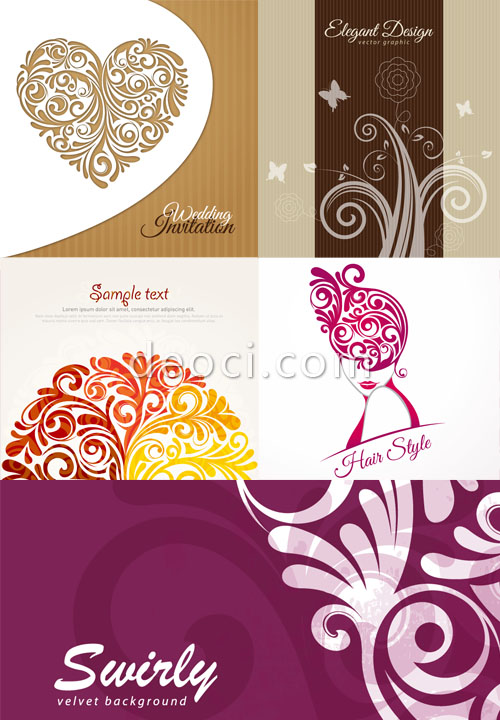 500x720 Free 5 Vector Elegant Decorative Patterns Wedding Greeting Card