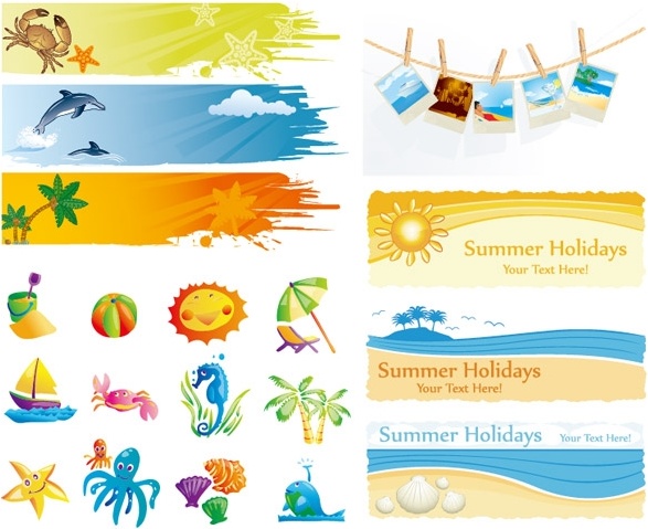 587x479 Elements Of Vector Cute Summer Free Vector In Encapsulated