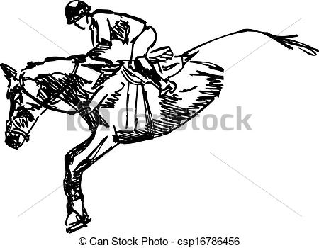 450x350 Vector Of Horse And Rider Jumping. Isolated Vector Illustration