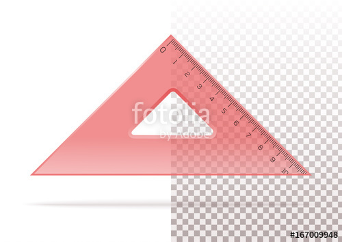 500x354 Red Plastic Transparent Triangle. Triangle Ruler Isolated On A