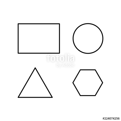 500x500 Vector Geometric Figures. Outline Style Rectangle Circular