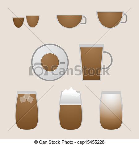 450x470 Variety Coffee Drinks With Espresso, Stock Vector.