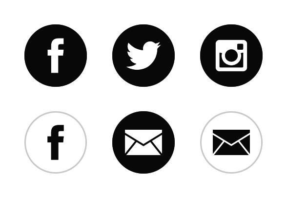 588x406 Black White Social Media Icons By