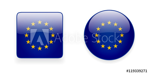 500x250 The European Union Flag Vector Icon Set. Shiny Round Icon And