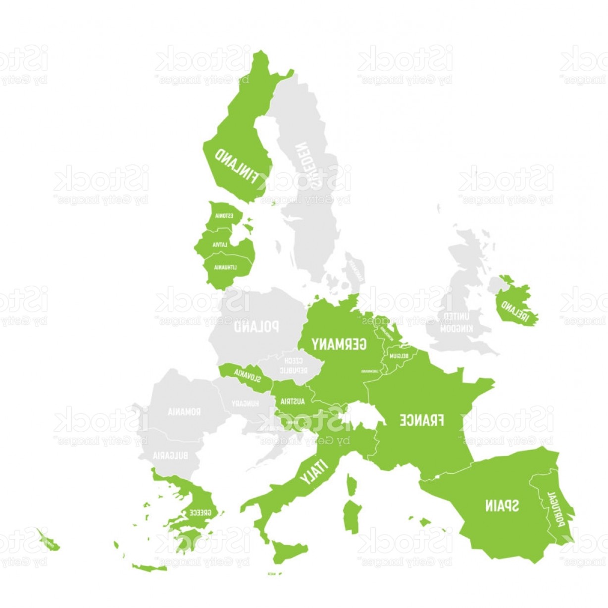 1228x1228 Map Of Eurozone States Using Euro Currency Grey Vector Map Of Eu