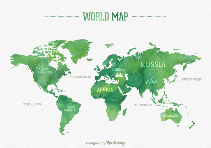 700x490 Vector Watercolor World Map