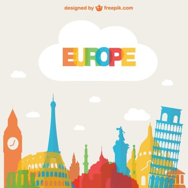600x600 Tourism Europe Background Free Vector 123freevectors