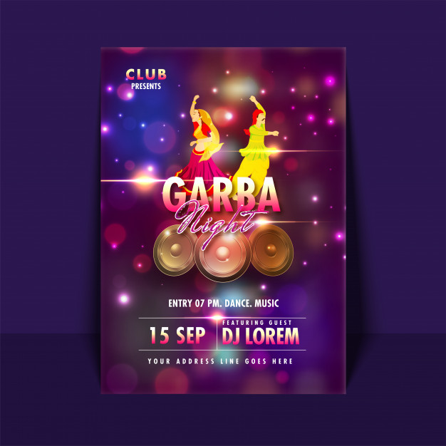 626x626 Garba Night Event. Vector Premium Download