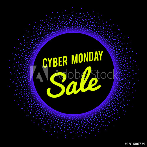 500x500 Neon Sale Technology Banner For Cyber Monday Event. Vector Graphic