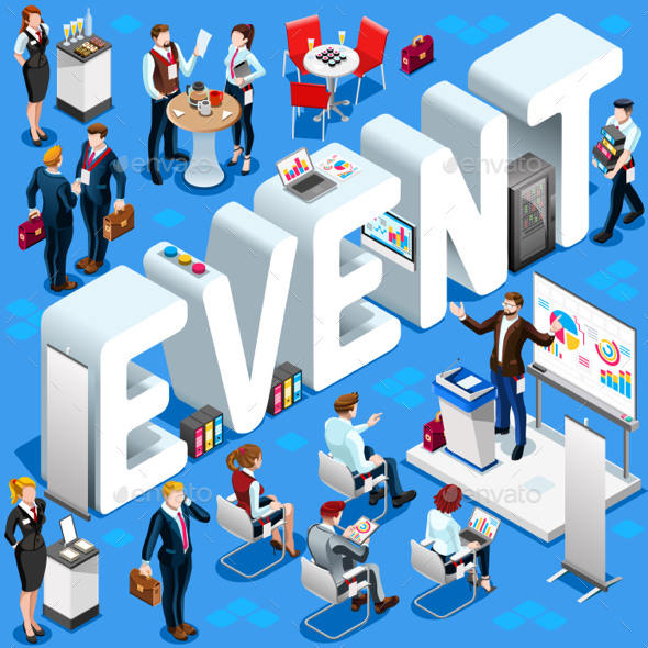 590x590 Event Isometric People Icon 3d Set Vector Illustration By Aurielaki