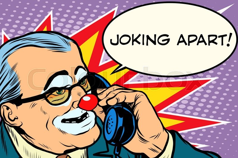 800x533 Evil Clown Boss Joking Apart Pop Art Retro Style. Prank Call