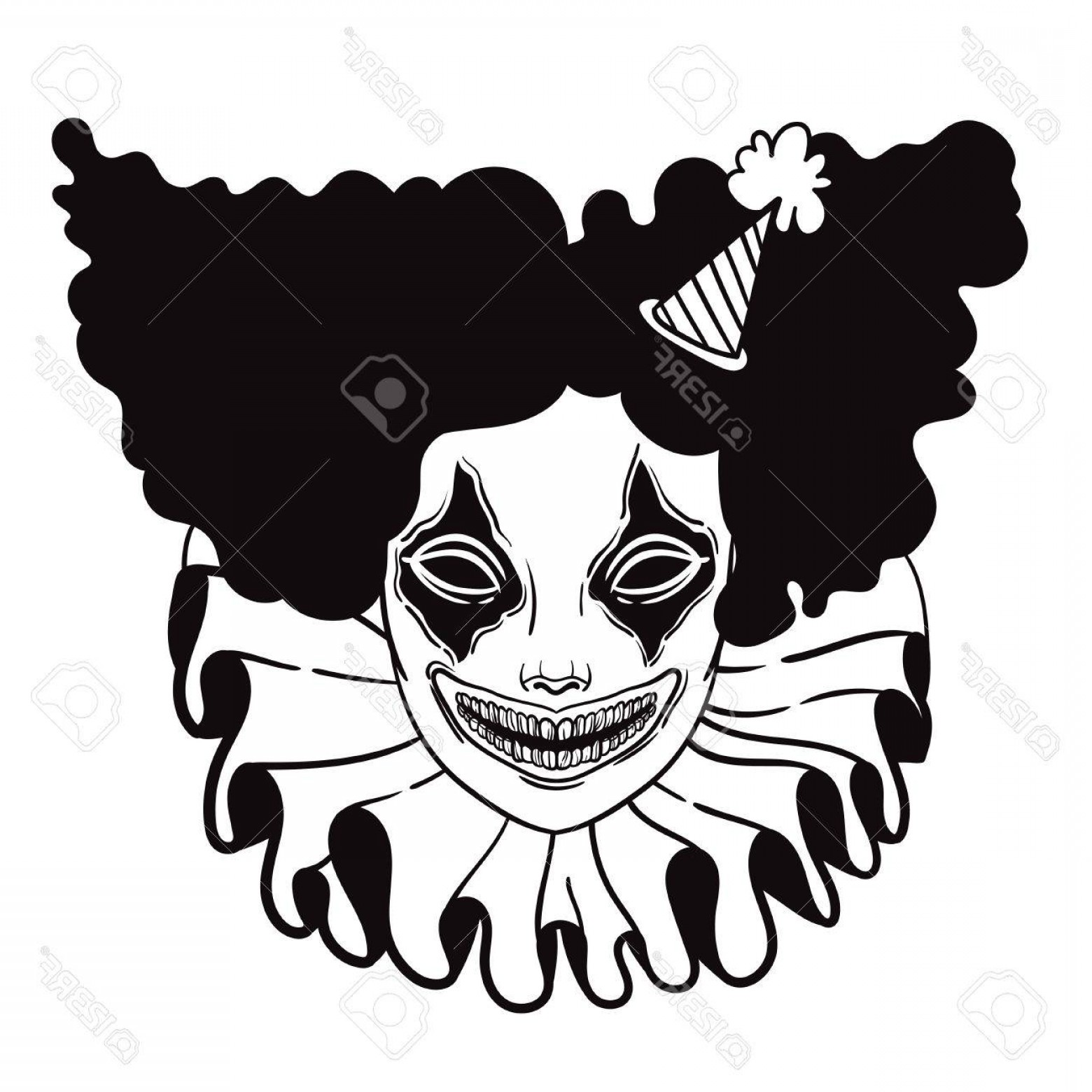 1560x1560 Photostock Vector Vector Poster With An Evil Clown Linear