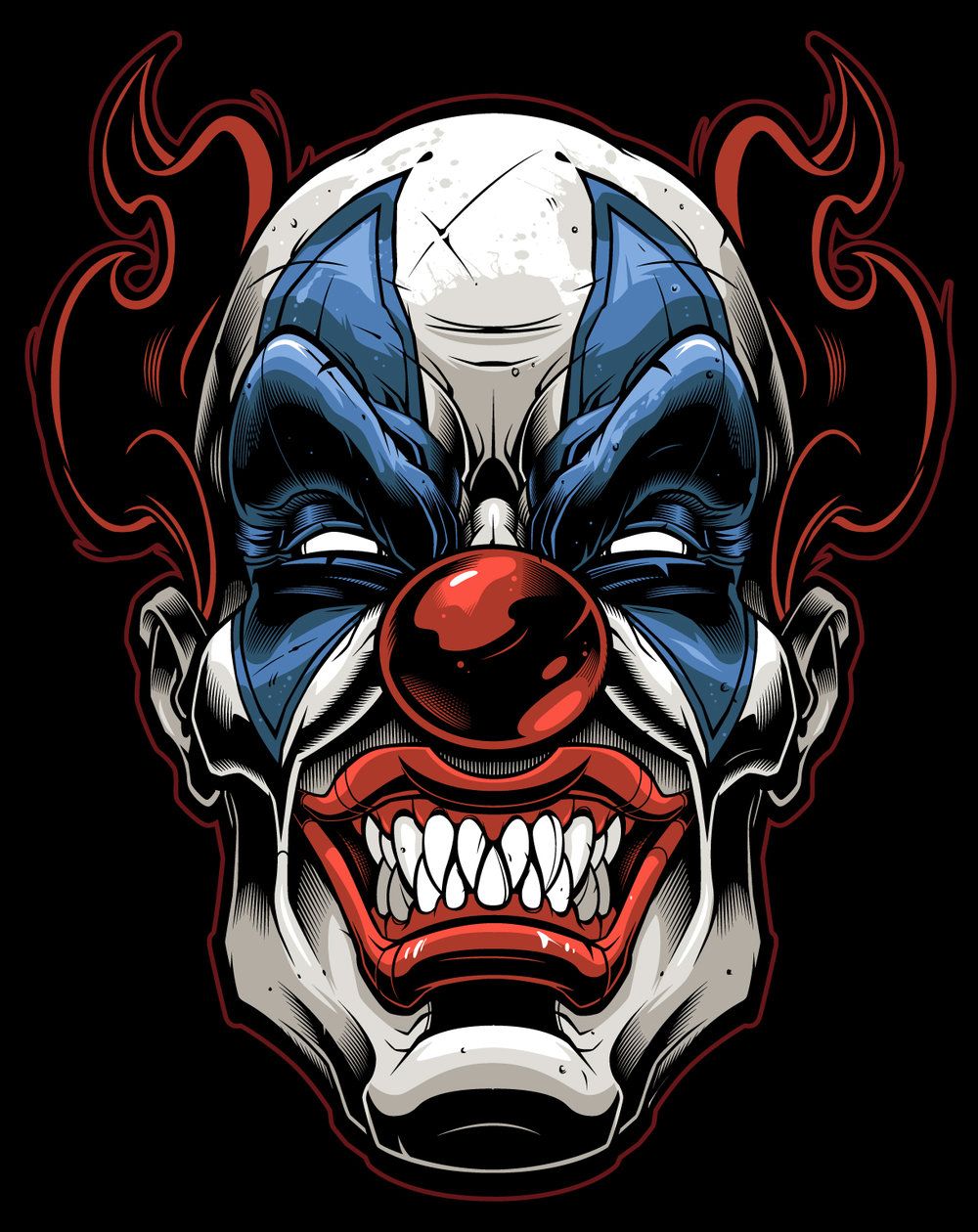 1000x1260 Vector Clown Vector Illustration Tribal Gear Sweyda Scary Clown
