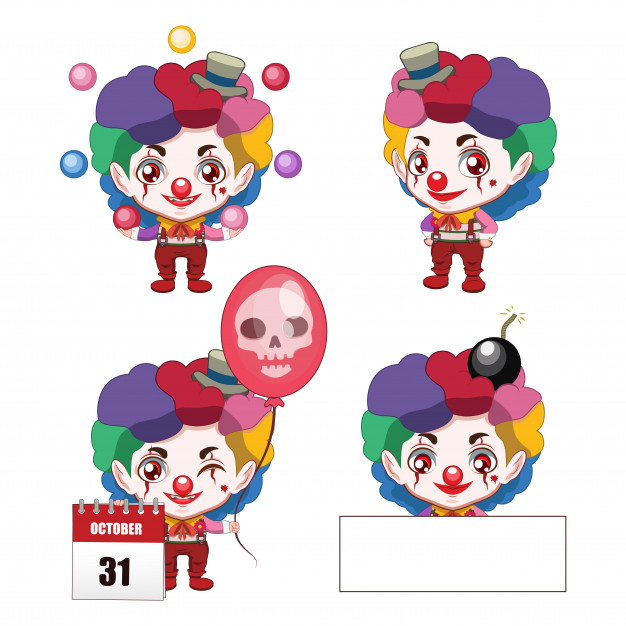626x626 Collection Of A Cute Little Evil Clown Vector Premium Download