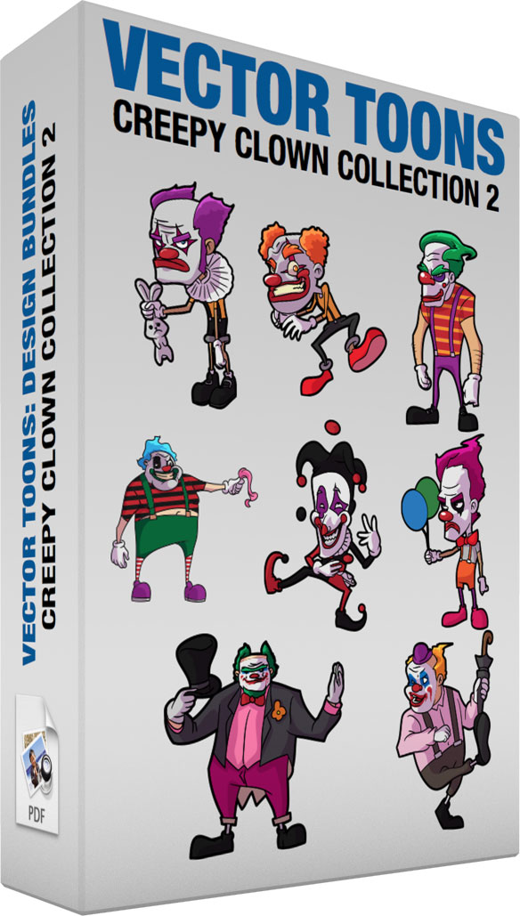 584x1029 Creepy Clown Collection 2 Clipart By Vector Toons