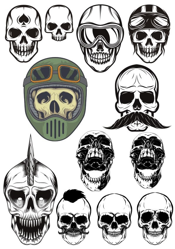 595x842 Evil Skull Vector Set Free Vector Download