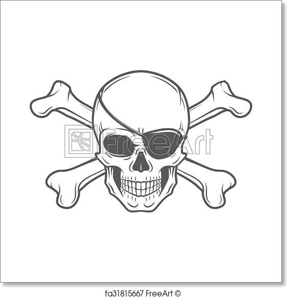 561x581 Free Art Print Of Jolly Roger With Eyepatch And Crossbones Logo