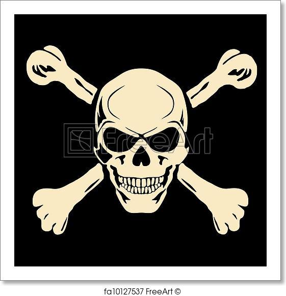 561x581 Free Art Print Of Vector. Evil Skull With Bones. Warning Sign