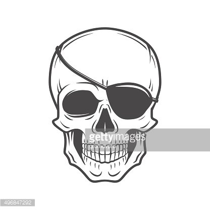 416x416 Pirate Evil Skull Jolly Roger With Eyepatch Template Premium
