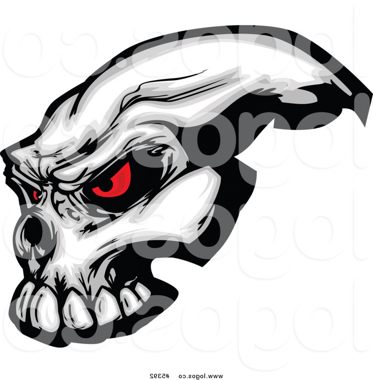 1228x1252 Royalty Free Vector Of A Logo Of An Evil Skull With Red Eyes By