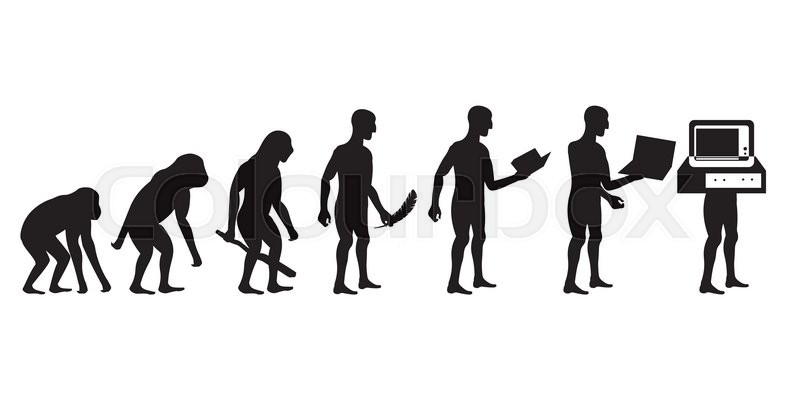 800x400 Human Evolution From Monkey To Cyborg Stock Vector Colourbox