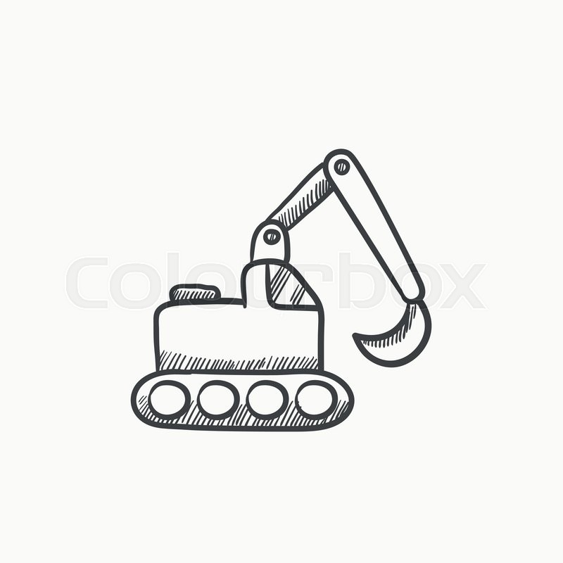 800x800 Excavator Vector Sketch Icon Isolated On Background. Hand Drawn