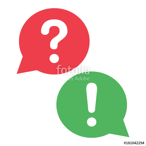 500x500 Red And Green Dialog Boxes. Question Mark And Exclamation Mark