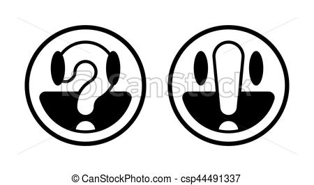 450x266 Smiley Face With Question And Exclamation Mark. Two Black And
